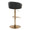 Claire Contemporary/Glam Adjustable Barstool in Gold Metal and Black Faux Leather with Rounded T Footrest- Set of 2 — rear three-quarter view