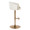 Claire table in Gold Metal, White PU, side view, featuring swivel and adjustable height
