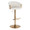 Claire Contemporary/Glam Adjustable Barstool in Gold Metal and White Faux Leather with Rounded T Footrest- Set of 2 — product view