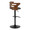 Cosi Mid-Century Modern Adjustable Barstool with Swivel in Black Metal, Walnut Wood and Charcoal Fabric with Rounded T Footrest- Set of 2 — rear three-quarter view