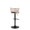 Cosi Mid-Century Modern Adjustable Barstool with Swivel in Black Metal, Light Grey Wood and Black Faux Leather with Rounded T Footrest- Set of 2 — rear three-quarter view