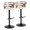 Cosi Mid-Century Modern Adjustable Barstool with Swivel in Black Metal, Light Grey Wood and Cream Faux Leather with Rounded T Footrest- Set of 2 — pair view
