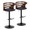 Cosi table in Black Metal, Walnut Wood, Brown PU, coordinated set view, featuring swivel and adjustable height