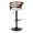 Cosi Mid-Century Modern Adjustable Barstool with Swivel in Black Metal, Walnut Wood and Cream Faux Leather with Rounded T Footrest- Set of 2 — product view