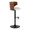 Cosi Mid-Century Modern Adjustable Barstool with Swivel in Black Metal, Walnut Wood and Cream Faux Leather with Rounded T Footrest- Set of 2 — side view