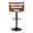 Cosi Mid-Century Modern Adjustable Barstool with Swivel in Black Metal, Walnut Wood and Cream Faux Leather with Rounded T Footrest- Set of 2 — back view