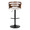 Cosi Mid-Century Modern Adjustable Barstool with Swivel in Black Metal, Walnut Wood and Cream Faux Leather with Rounded T Footrest- Set of 2 — front view