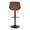 Corazza table in Black Metal, Walnut Wood, Charcoal Fabric, back view, featuring swivel and adjustable height