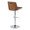Corazza table in Chrome Metal, Walnut Wood, Charcoal Fabric, back and side view, featuring swivel and adjustable height