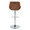 Corazza table in Chrome Metal, Walnut Wood, Charcoal Fabric, back view, featuring swivel and adjustable height