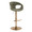 Curva Contemporary Adjustable Barstool in Gold Metal and Green Fabric with Rounded T Footrest- Set of 2 — product view