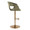 Curva Contemporary Adjustable Barstool in Gold Metal and Green Fabric with Rounded T Footrest- Set of 2 — side view