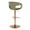 Curva Contemporary Adjustable Barstool in Gold Metal and Green Fabric with Rounded T Footrest- Set of 2 — rear three-quarter view