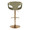 Curva Contemporary Adjustable Barstool in Gold Metal and Green Fabric with Rounded T Footrest- Set of 2 — back view