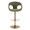 Curva Contemporary Adjustable Barstool in Gold Metal and Green Fabric with Rounded T Footrest- Set of 2 — front view