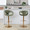 Curva Contemporary Adjustable Barstool in Gold Metal and Green Fabric with Rounded T Footrest- Set of 2 — lifestyle photo 1
