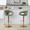 Curva Contemporary Adjustable Barstool in Gold Metal and Green Fabric with Rounded T Footrest- Set of 2 — lifestyle photo 2