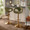 Curva Contemporary Adjustable Barstool in Gold Metal and Green Fabric with Rounded T Footrest- Set of 2 — lifestyle photo 3