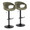 Curva Contemporary Adjustable Barstool in Black Metal and Green Fabric with Rounded T Footrest- Set of 2 — pair view