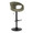 Curva Contemporary Adjustable Barstool in Black Metal and Green Fabric with Rounded T Footrest- Set of 2 — product view