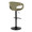 Curva Contemporary Adjustable Barstool in Black Metal and Green Fabric with Rounded T Footrest- Set of 2 — rear three-quarter view