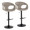 Curva Contemporary Adjustable Barstool in Black Metal and Light Grey Faux Leather with Rounded T Footrest- Set of 2 — pair view