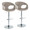 Curva Contemporary Adjustable Bar Stool in Chrome Metal and Light Grey Faux Leather with Rounded T Footrest- Set of 2 — pair view