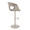 Curva Contemporary Adjustable Barstool with Swivel in Pearl Grey Metal and Light Grey Faux Leather with Round T Footrest- Set of 2 — side view