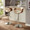 Curvo Mid-Century Modern Adjustable Barstool with Swivel in Chrome, Walnut and Cream Fabric- Set of 2 — lifestyle photo 5