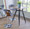 Curvo Mid-Century Modern Adjustable Barstool with Swivel in Walnut and Light Grey- Set of 2 — lifestyle photo 4