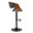 Curvo Mid-Century Modern Adjustable Barstool with Swivel in Black Metal, Walnut Wood and Charcoal Fabric with Rounded T Footrest- Set of 2 — side view