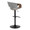 Curvo Mid-Century Modern Adjustable Barstool with Swivel in Black Metal, Walnut Wood and Light Grey Fabric with Rounded T Footrest- Set of 2 — rear three-quarter view