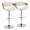 Curvo table in Walnut Wood, Cream Fabric, Chrome Metal, coordinated set view, featuring swivel and adjustable height