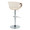 Curvo table in Walnut Wood, Cream Fabric, Chrome Metal, back and side view, featuring swivel and adjustable height