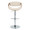 Curvo table in Walnut Wood, Cream Fabric, Chrome Metal, front view, featuring swivel and adjustable height