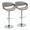 Curvo table in Walnut Wood, Light Grey Fabric, Chrome Metal, coordinated set view, featuring swivel and adjustable height