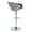 Curvo table in Walnut Wood, Light Grey Fabric, Chrome Metal, back and side view, featuring swivel and adjustable height