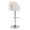 Dahlia Contemporary Adjustable Barstool in Chrome Metal and Cream Fabric with Chrome Metal Accent and Round Metal Footrest- Set of 2 — rear three-quarter view