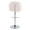 Dahlia Contemporary Adjustable Barstool in Chrome Metal and Cream Fabric with Chrome Metal Accent and Round Metal Footrest- Set of 2 — back view