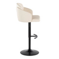 Dahlia table in Black Metal, Cream PU, side view, featuring swivel and adjustable height