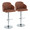 Dahlia Contemporary Adjustable Barstool in Chrome Metal and Camel Faux Leather with Chrome Metal Accent and Round Metal Footrest- Set of 2 — pair view