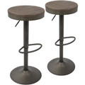 Dakota Industrial Adjustable Barstool in Antique and Brown- Set of 2 — pair view
