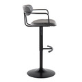Demi table in Black Metal, Grey PU, side view, featuring swivel and adjustable height