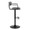 Demi Contemporary Adjustable Barstool with Swivel in Black Metal and Grey Faux Leather with Rounded T Footrest- Set of 2 — side view