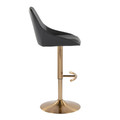 Diana table in Gold Metal, Black PU, side view, featuring swivel and adjustable height