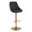 Diana Contemporary Adjustable Barstool in Gold Metal and Black Faux Leather with Rounded T Footrest- Set of 2 — product view