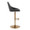 Diana Contemporary Adjustable Barstool in Gold Metal and Black Faux Leather with Rounded T Footrest- Set of 2 — side view