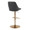 Diana Contemporary Adjustable Barstool in Gold Metal and Black Faux Leather with Rounded T Footrest- Set of 2 — rear three-quarter view