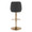 Diana Contemporary Adjustable Barstool in Gold Metal and Black Faux Leather with Rounded T Footrest- Set of 2 — back view