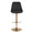 Diana Contemporary Adjustable Barstool in Gold Metal and Black Faux Leather with Rounded T Footrest- Set of 2 — front view